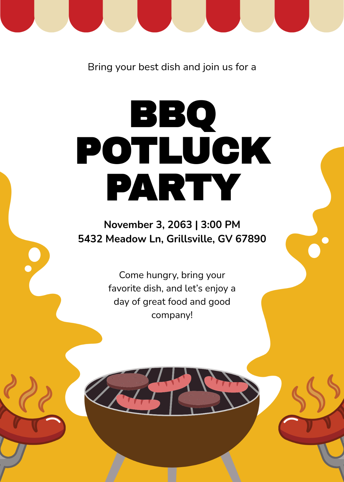 Free BBQ Potluck Invitation Template