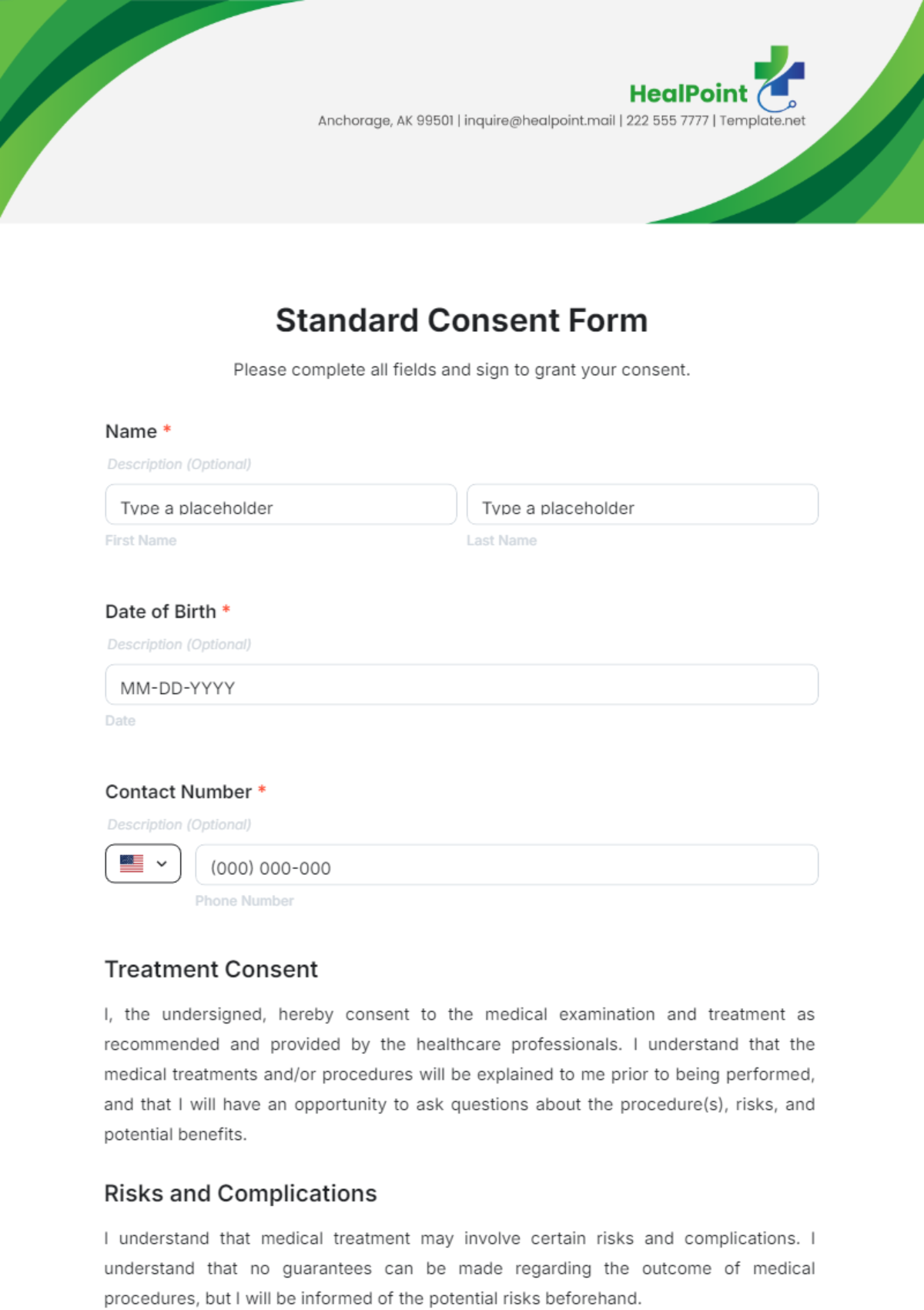 Free Standard Consent Form Template