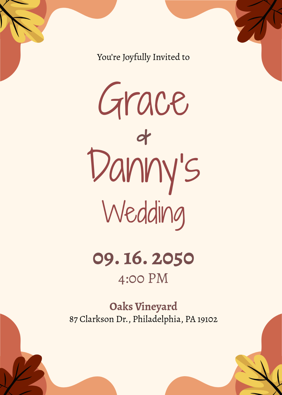 Free Fall Wedding Invitation Template