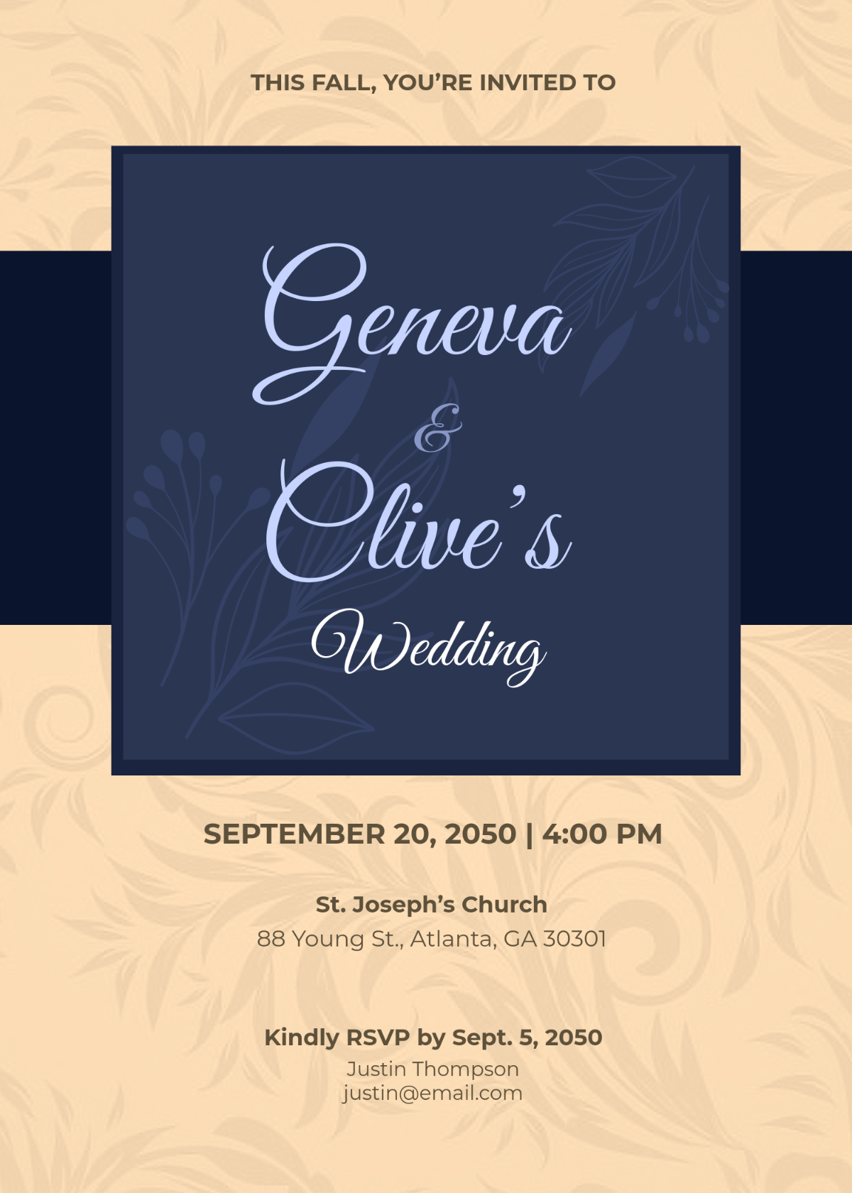 Free Elegant Fall Wedding Invitation Template