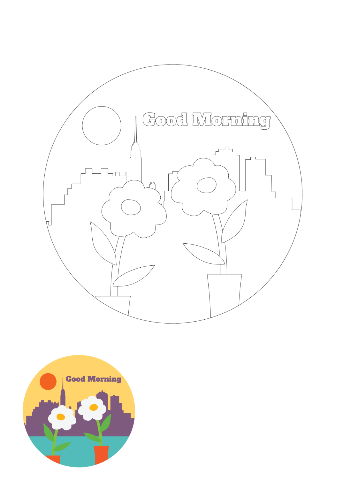 Free Good Morning Coloring Page Template