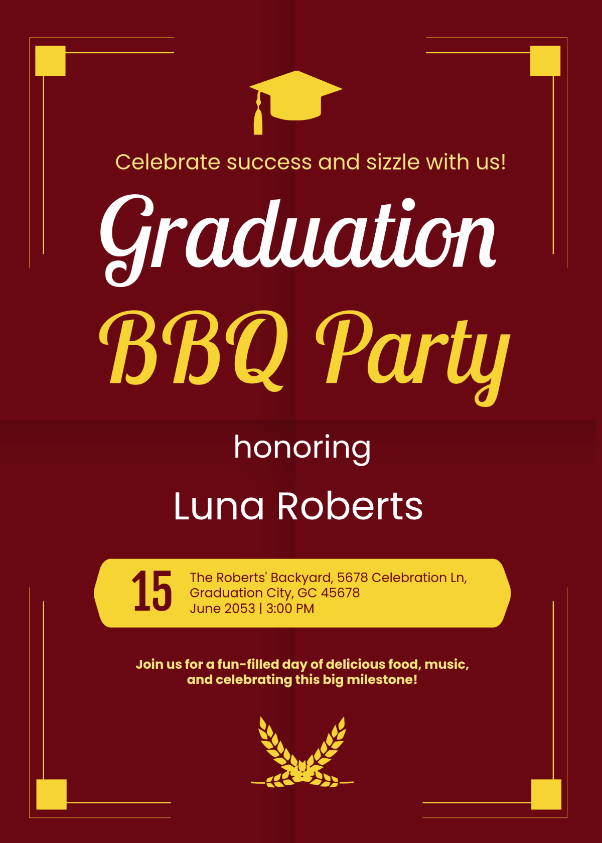 Free Graduation BBQ Invitation Template