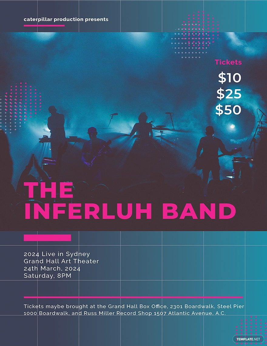 Music Band Poster Template In Illustrator Publisher Pages PSD 