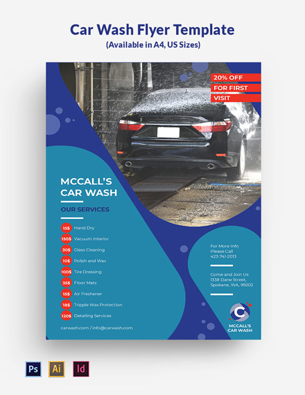  Mobile Car Wash Flyer Template Illustrator InDesign PSD Template