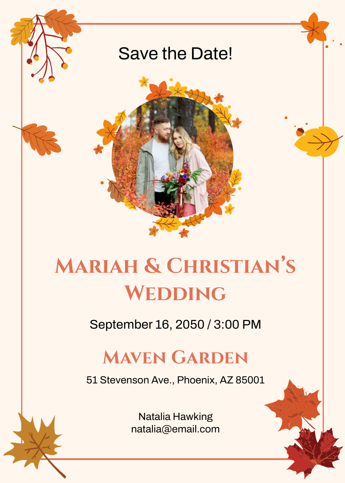 Free Fall Wedding Save the Date Invitation Template