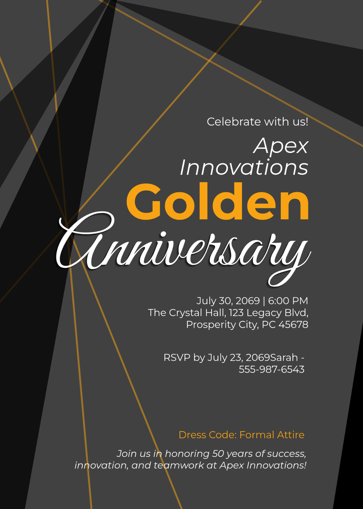 Gold Company Invitation Background Template - Edit Online & Download