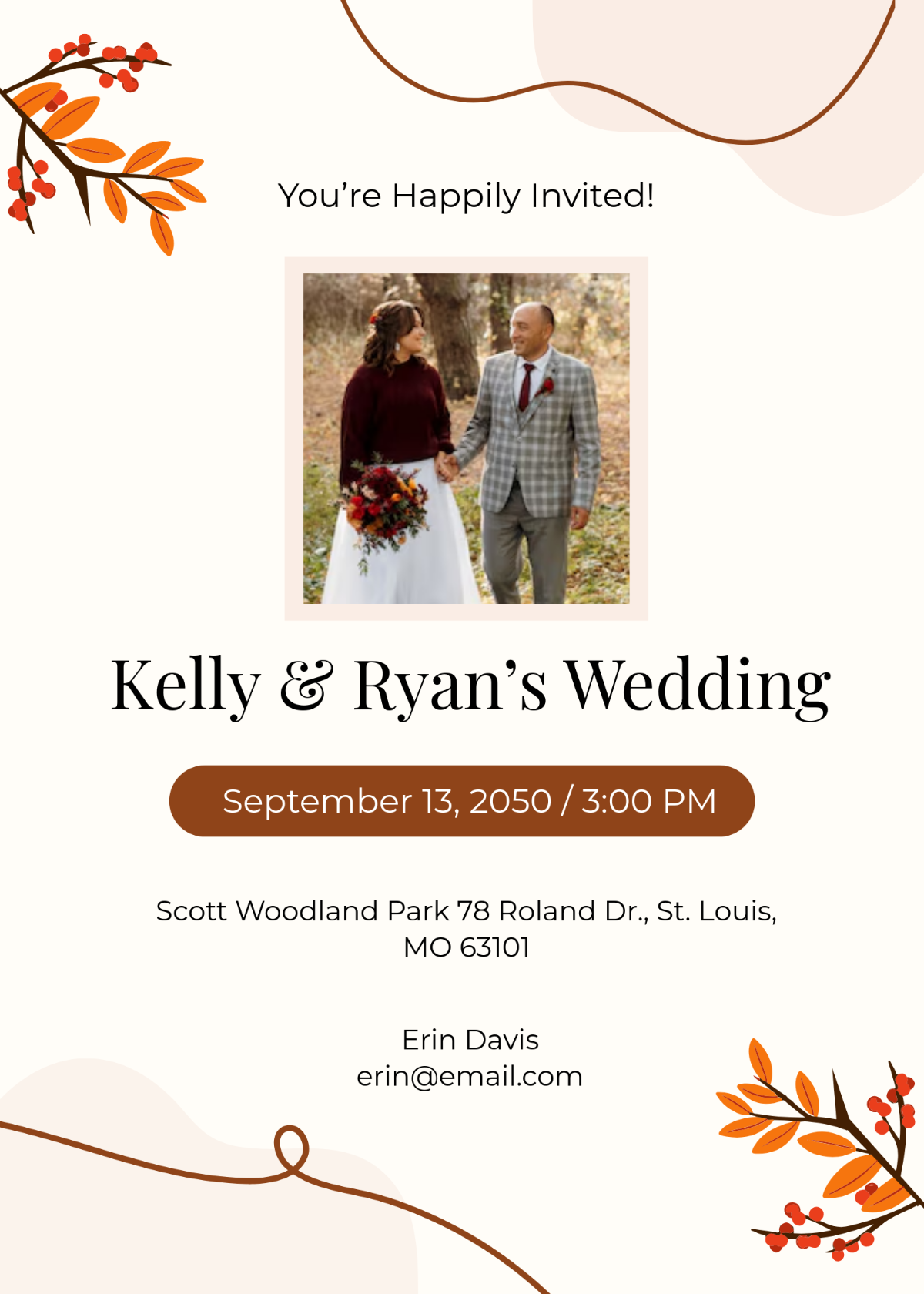 Free Woodland Fall Wedding Invitation Template