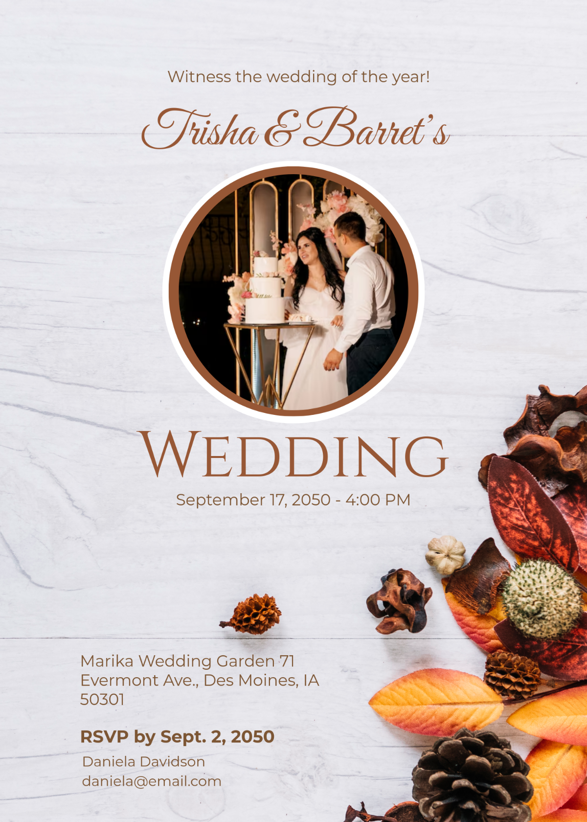 Free Country Fall Wedding Invitation Template