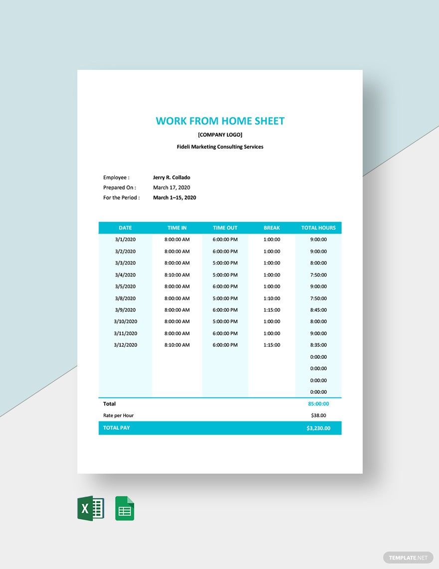 Work From Home Sheet Template 9 Docs Free Downloads Template Work From Home Sheet Template 9 Docs Free Downloads Template