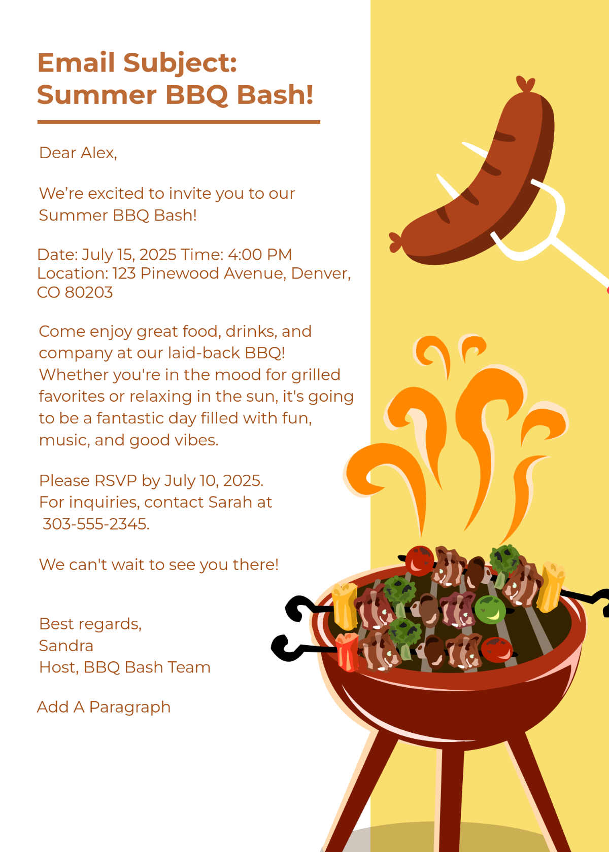 Free BBQ Invitation Email Template