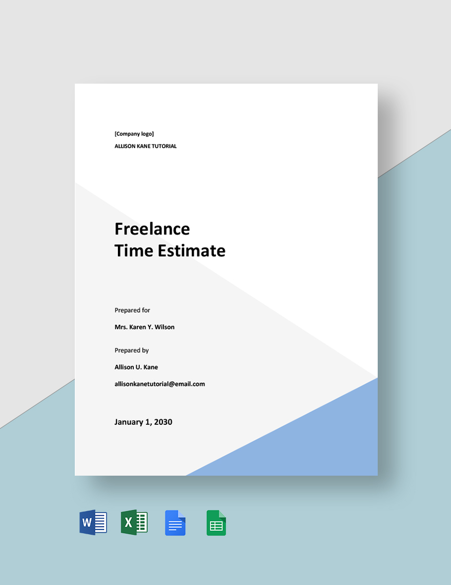 Freelance Time Estimate Template in Excel Word Google Sheets Google