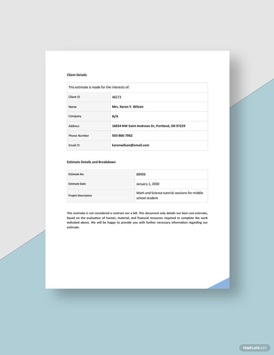 Freelance Time Estimate Template