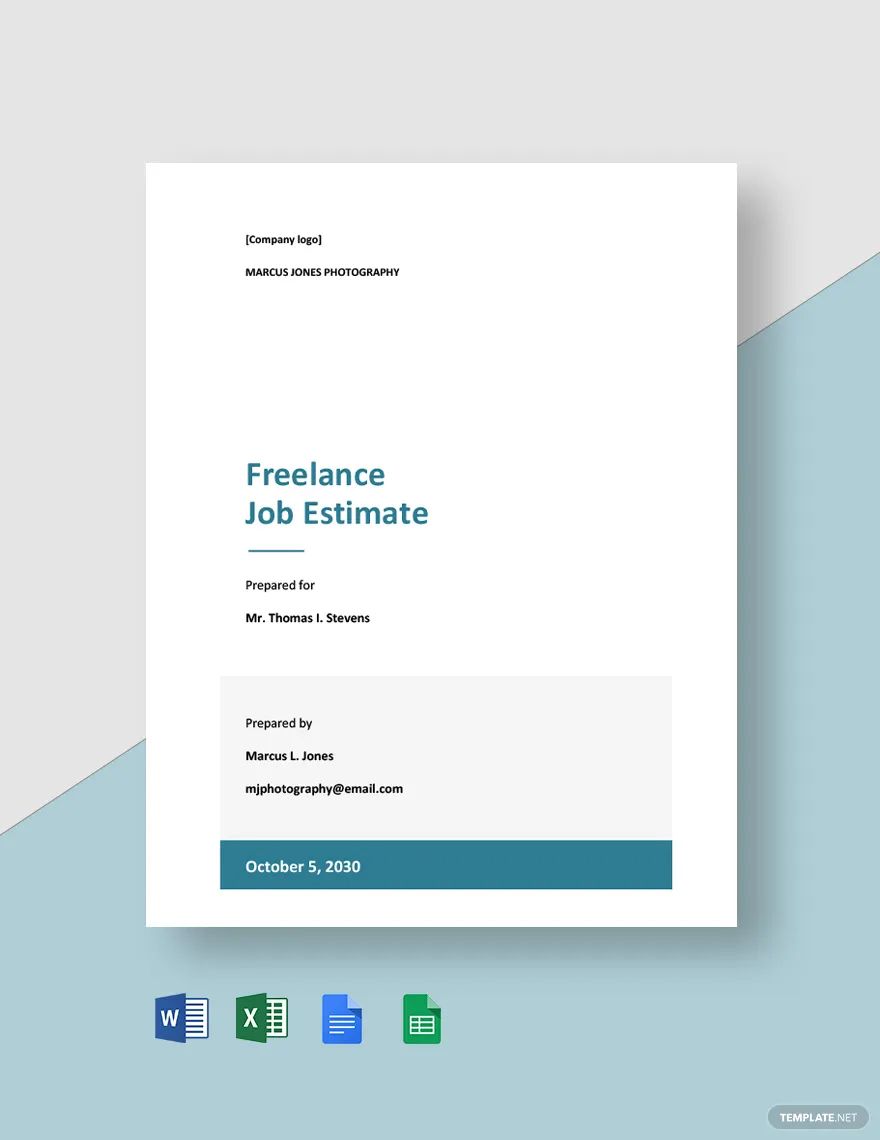 Freelance Job Estimate Template in Excel, Word, Google Docs, Google Sheets - Download | Template.net