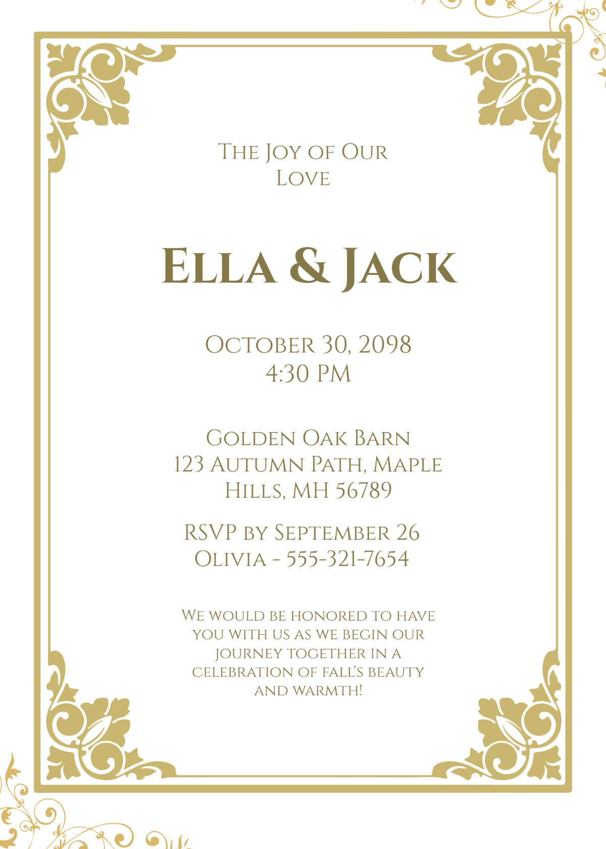 Free Custom Fall Wedding Invitation Design Template