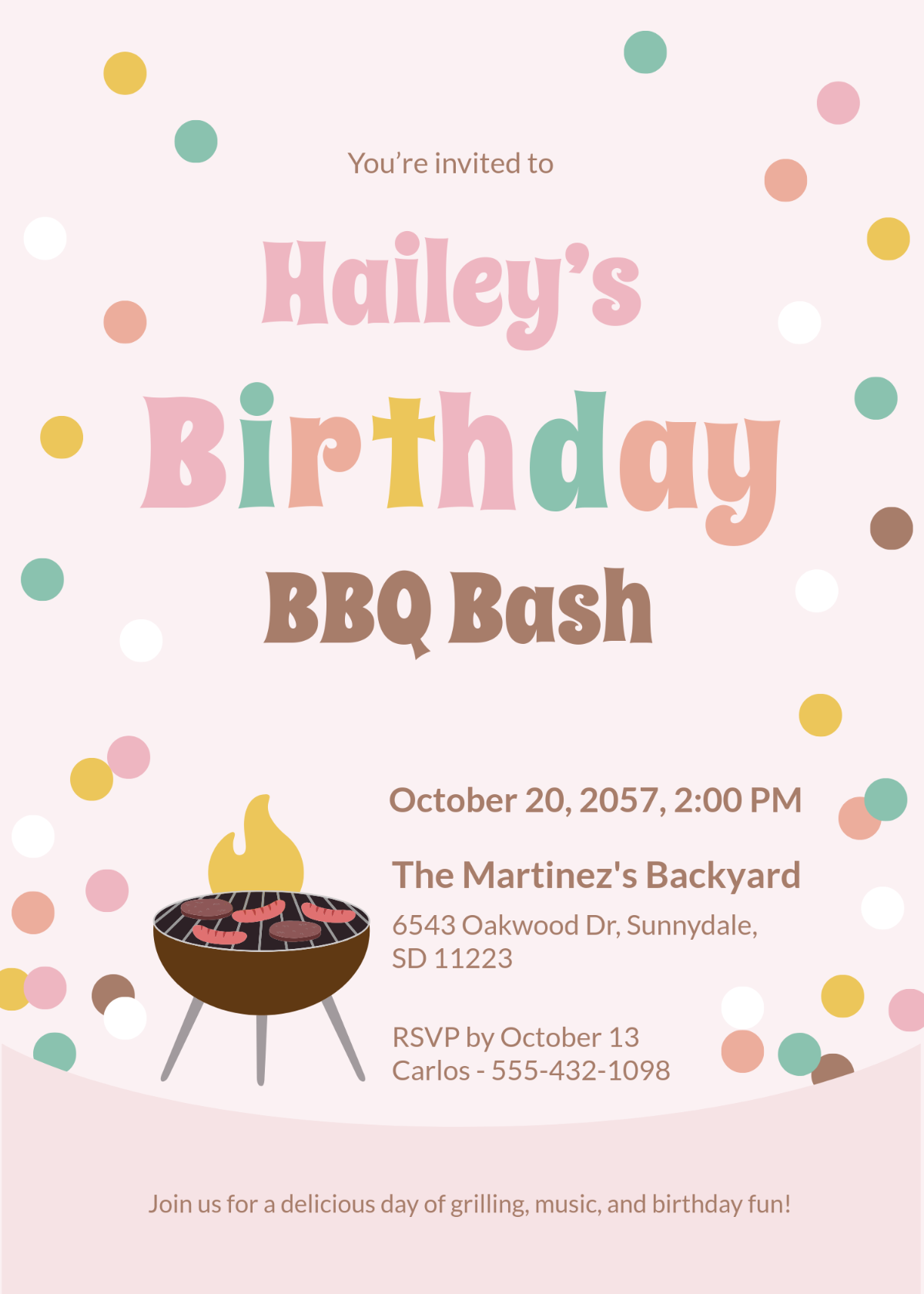 Free Colorful Birthday BBQ Invitation Template