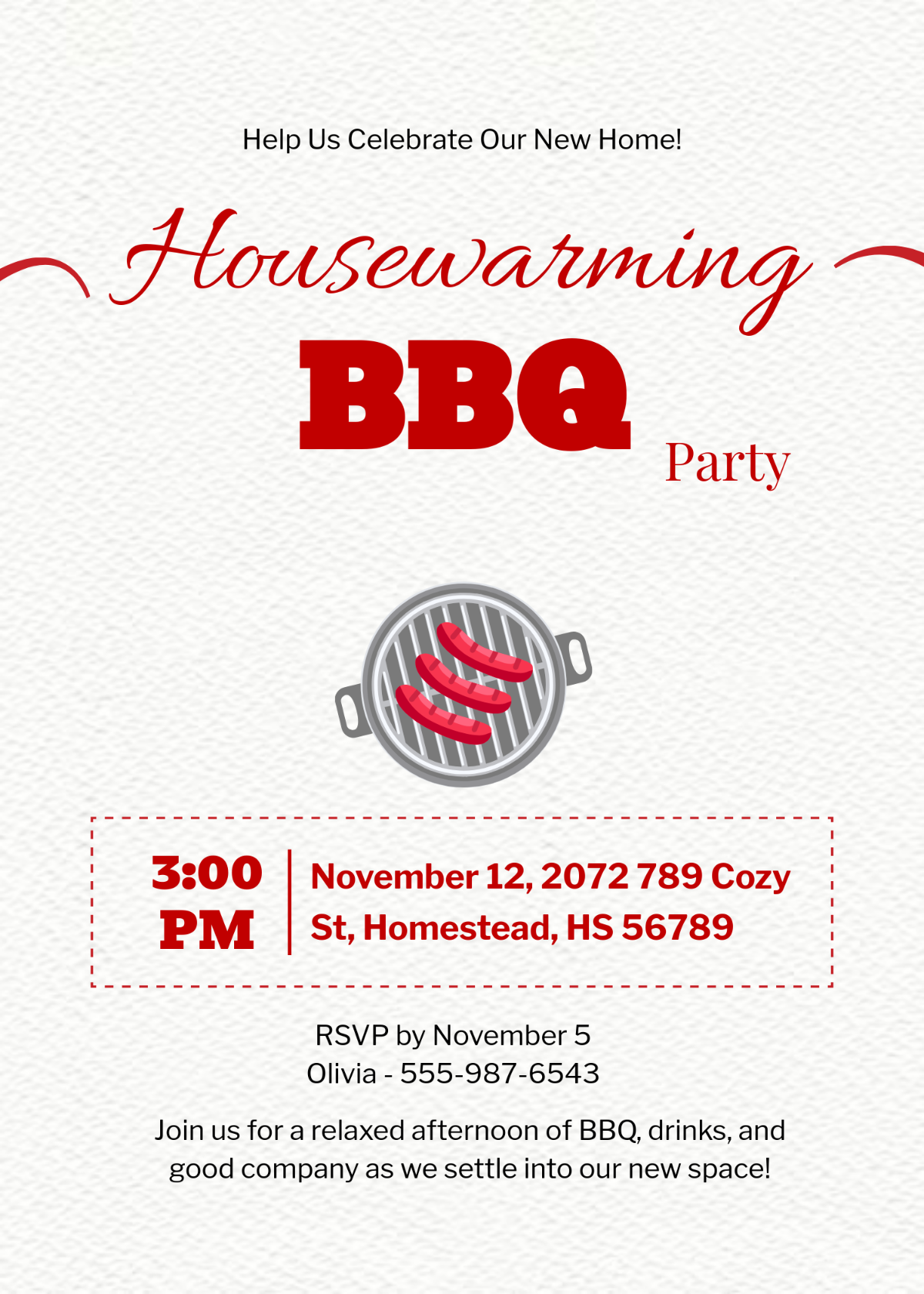 Free BBQ Housewarming Invitation Template