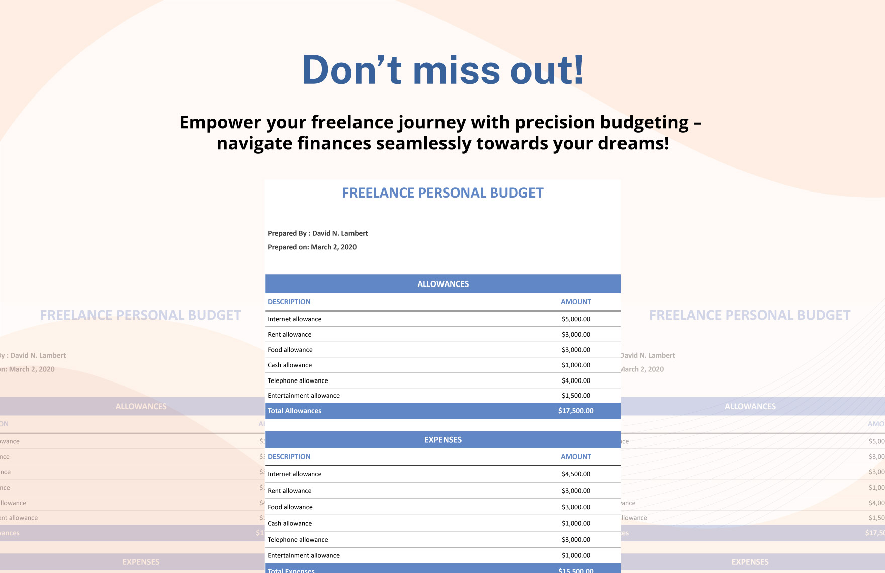 Freelance Personal Budget Template