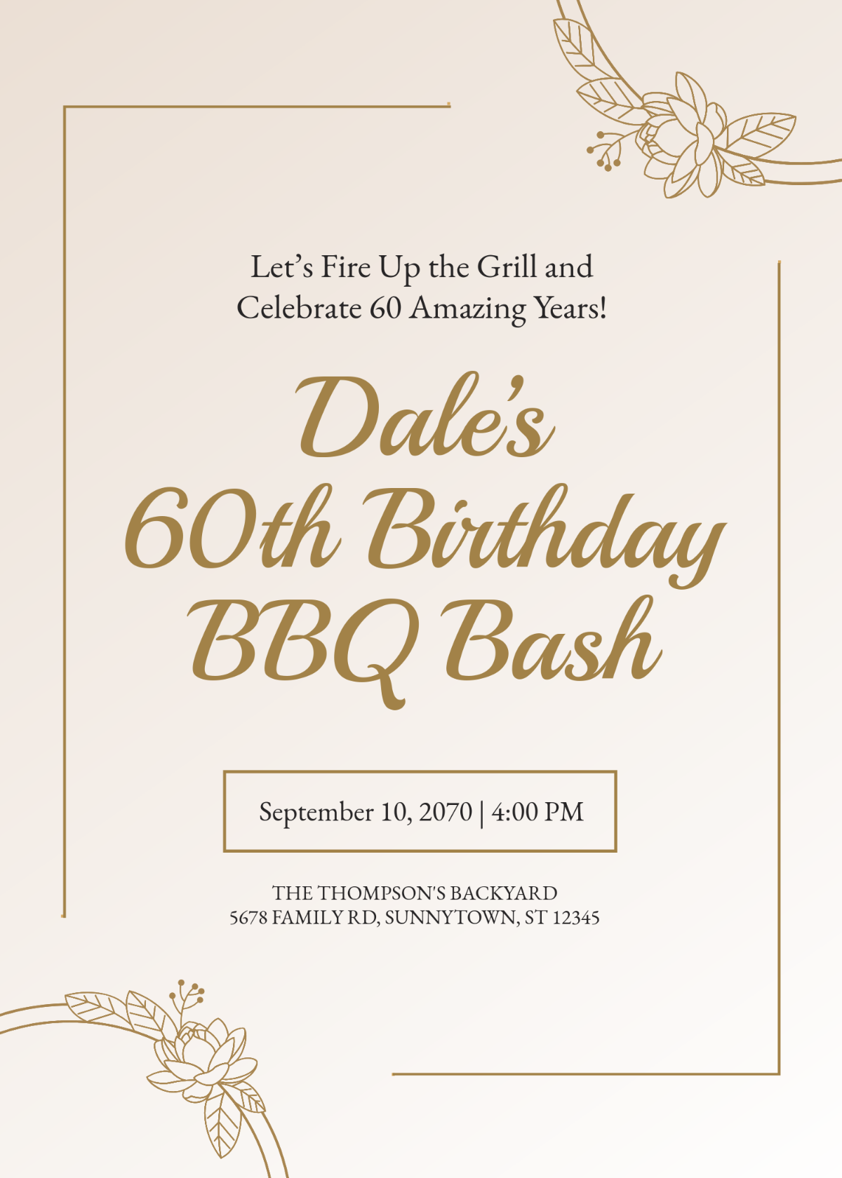 Free 60th Birthday BBQ Invitation Template