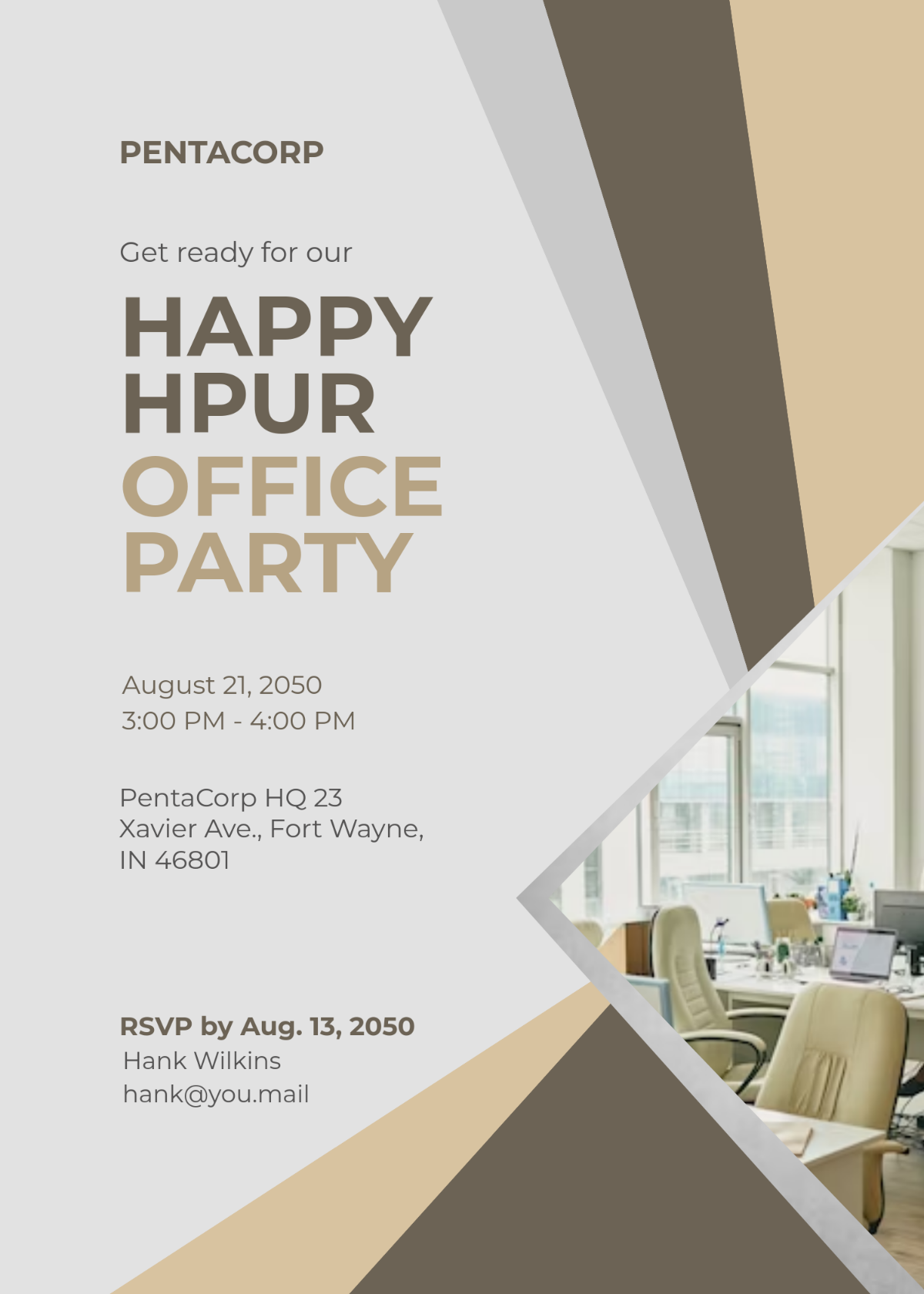 Free Office Event Professional Invitation Template to Edit Online