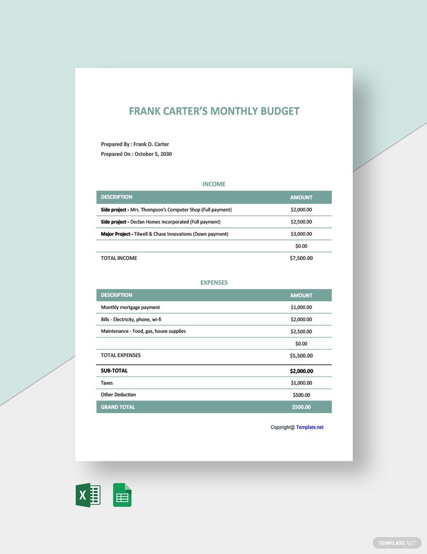 Sample Freelance Budget Template in Word, Google Docs, Google Sheets, Excel - Download | Template.net