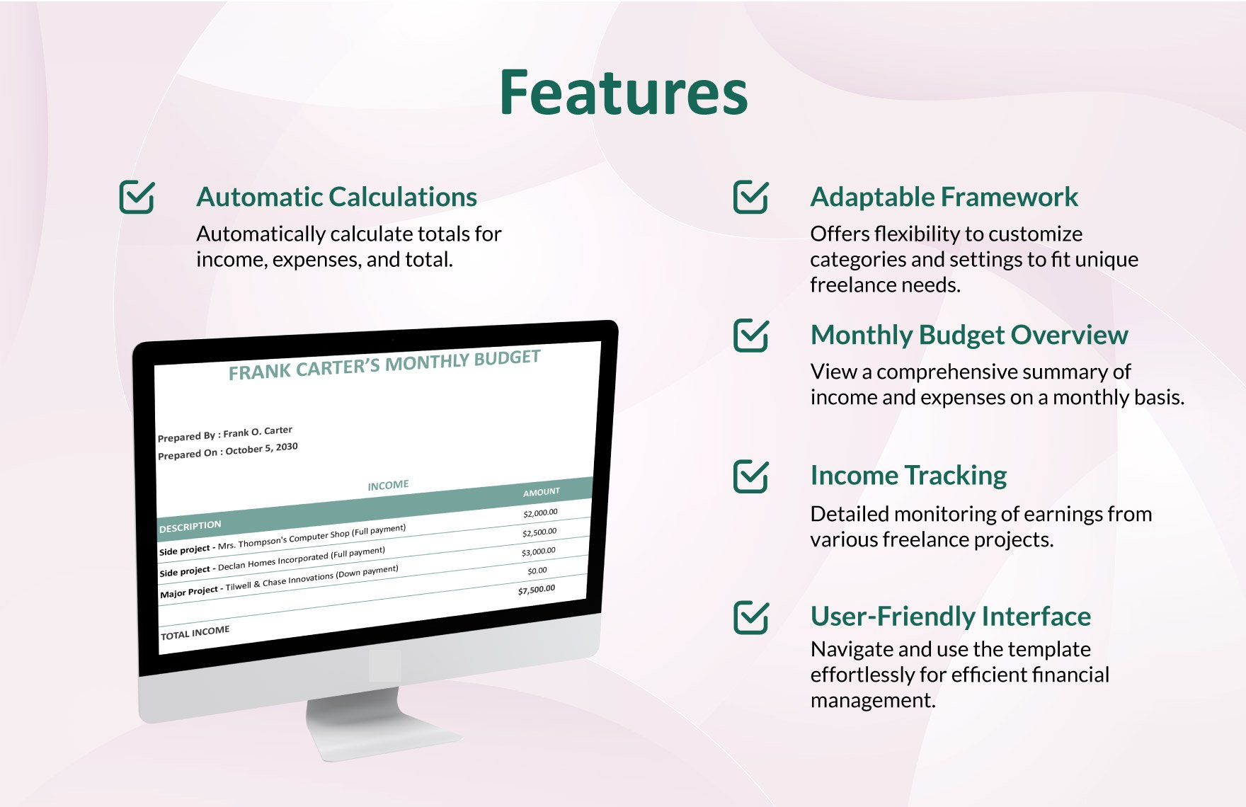 Sample Freelance Budget Template