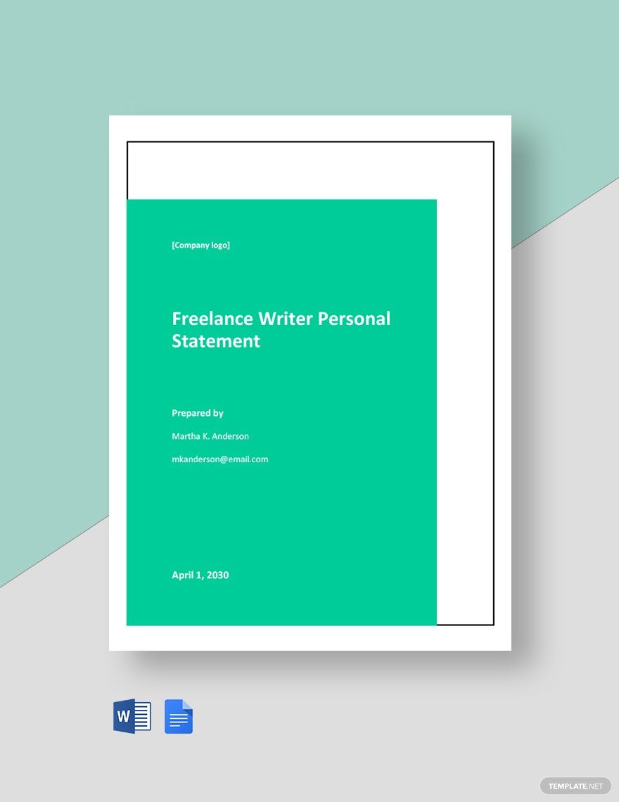 Freelance Writer Personal Statement Template in Word, Google Docs