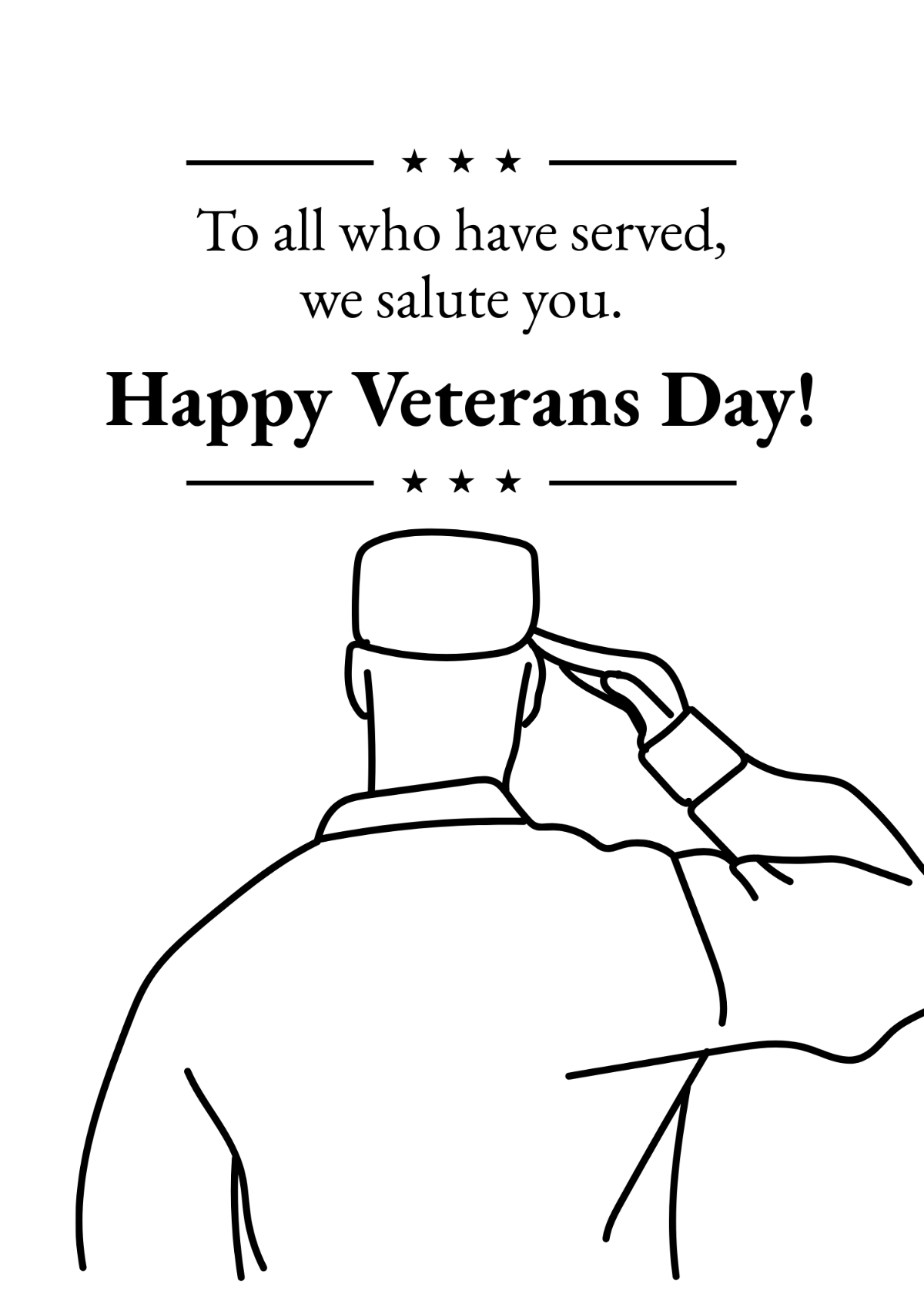 Free Black and White Veterans Wishes Template