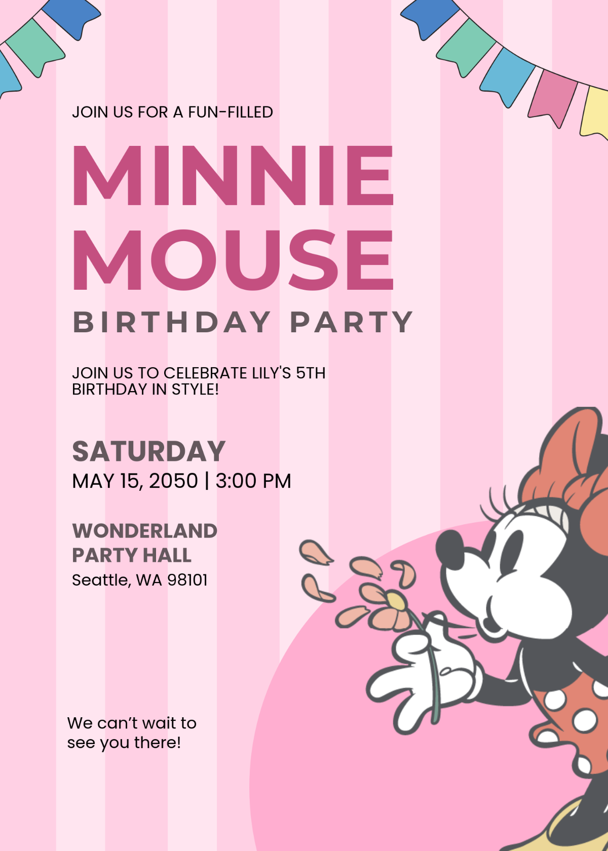 Free Minnie Mouse Birthday Party Invitation Template