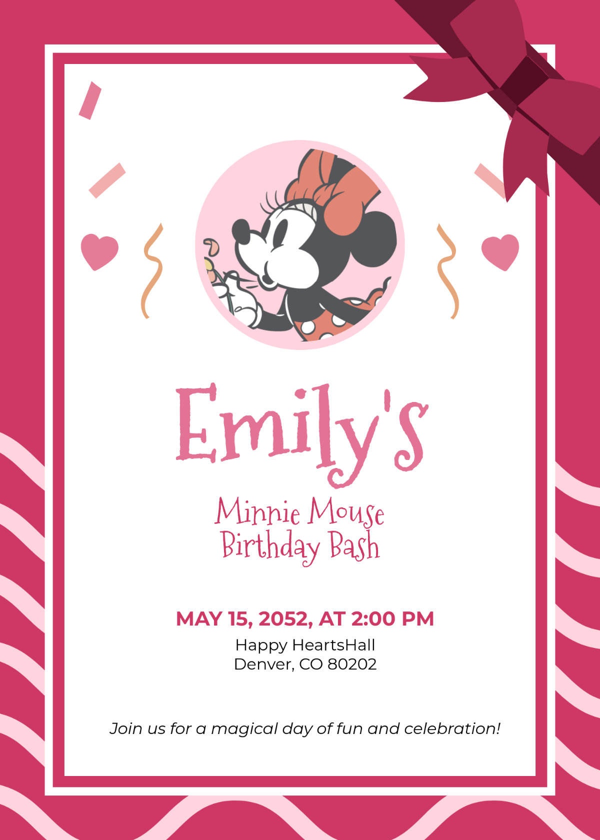 Free Personalized Minnie Mouse Invitation Template