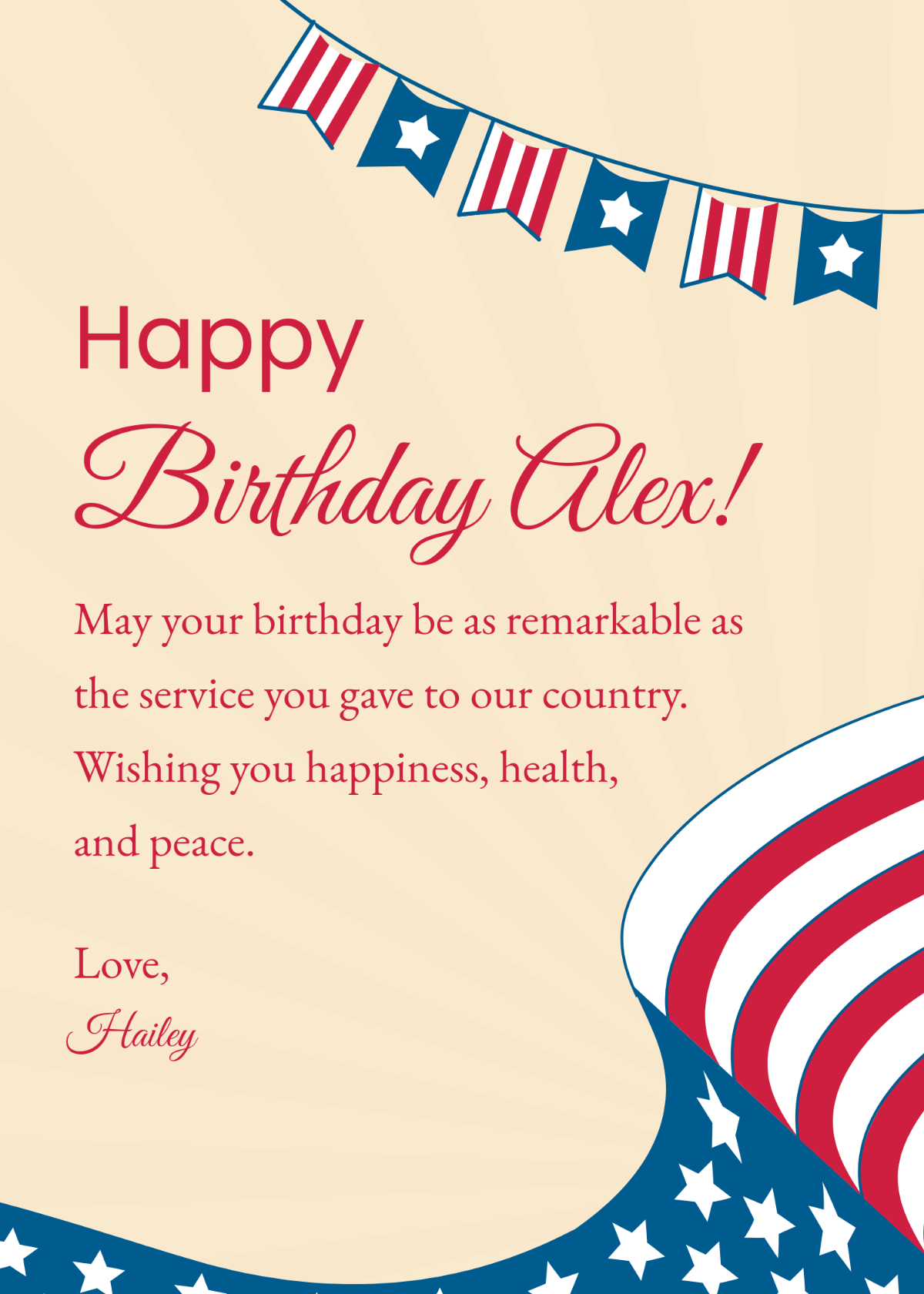 Free Birthday Wishes for Veterans Template