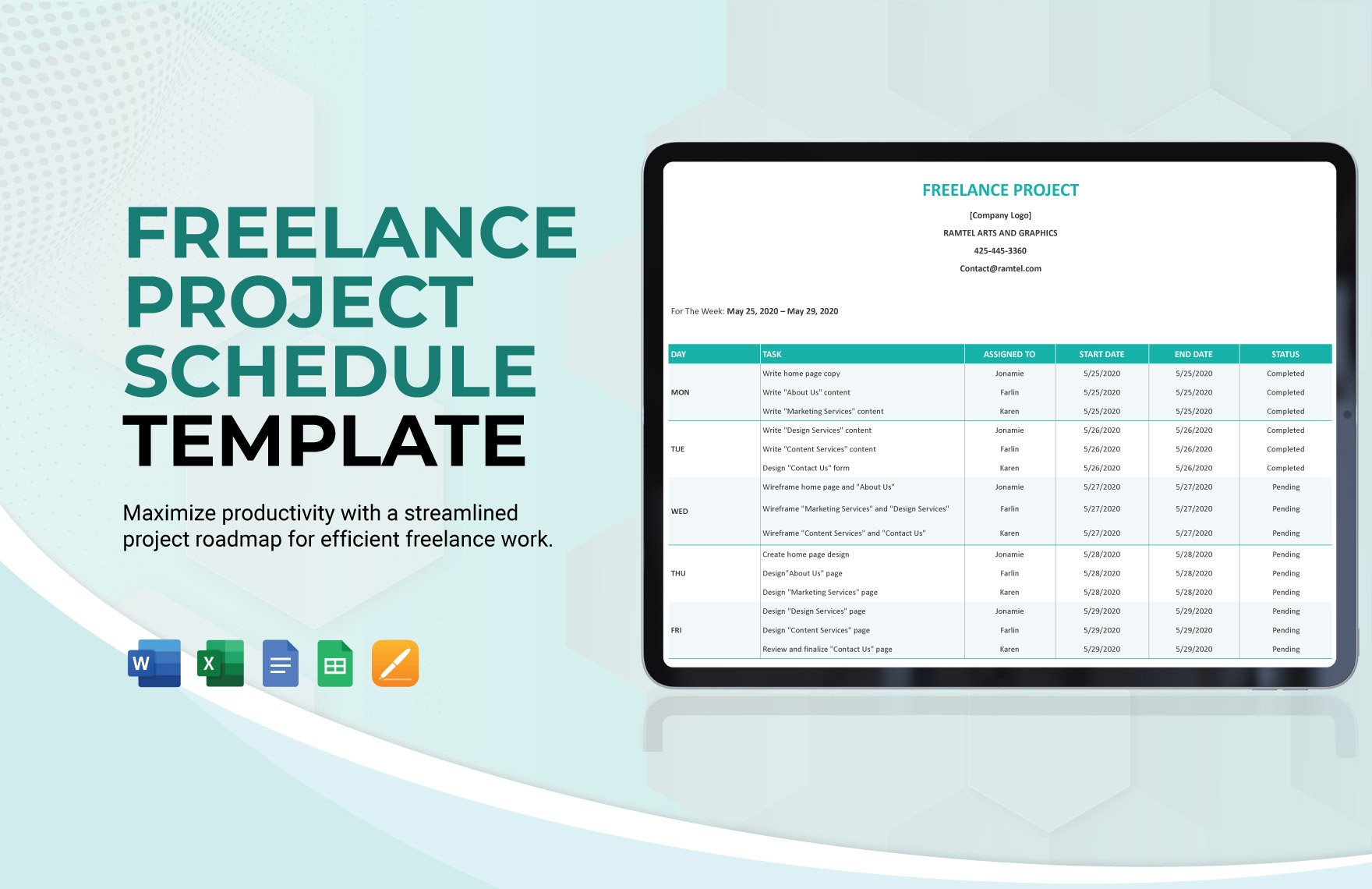 Freelance Project Schedule Template