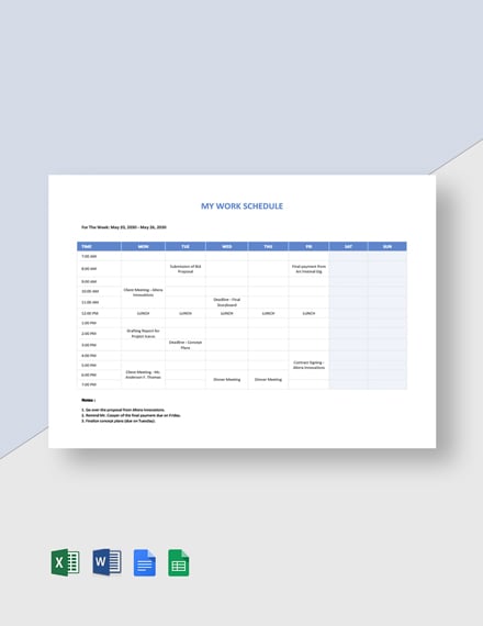 work schedule template google sheets