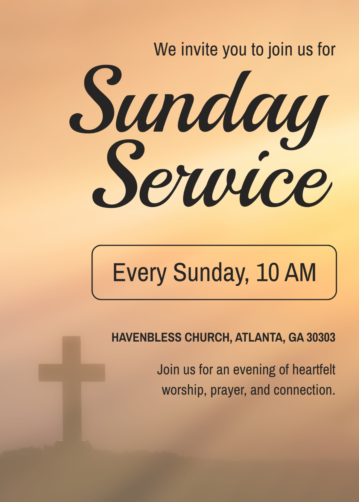 Free Sunday Service Church Invitation Template