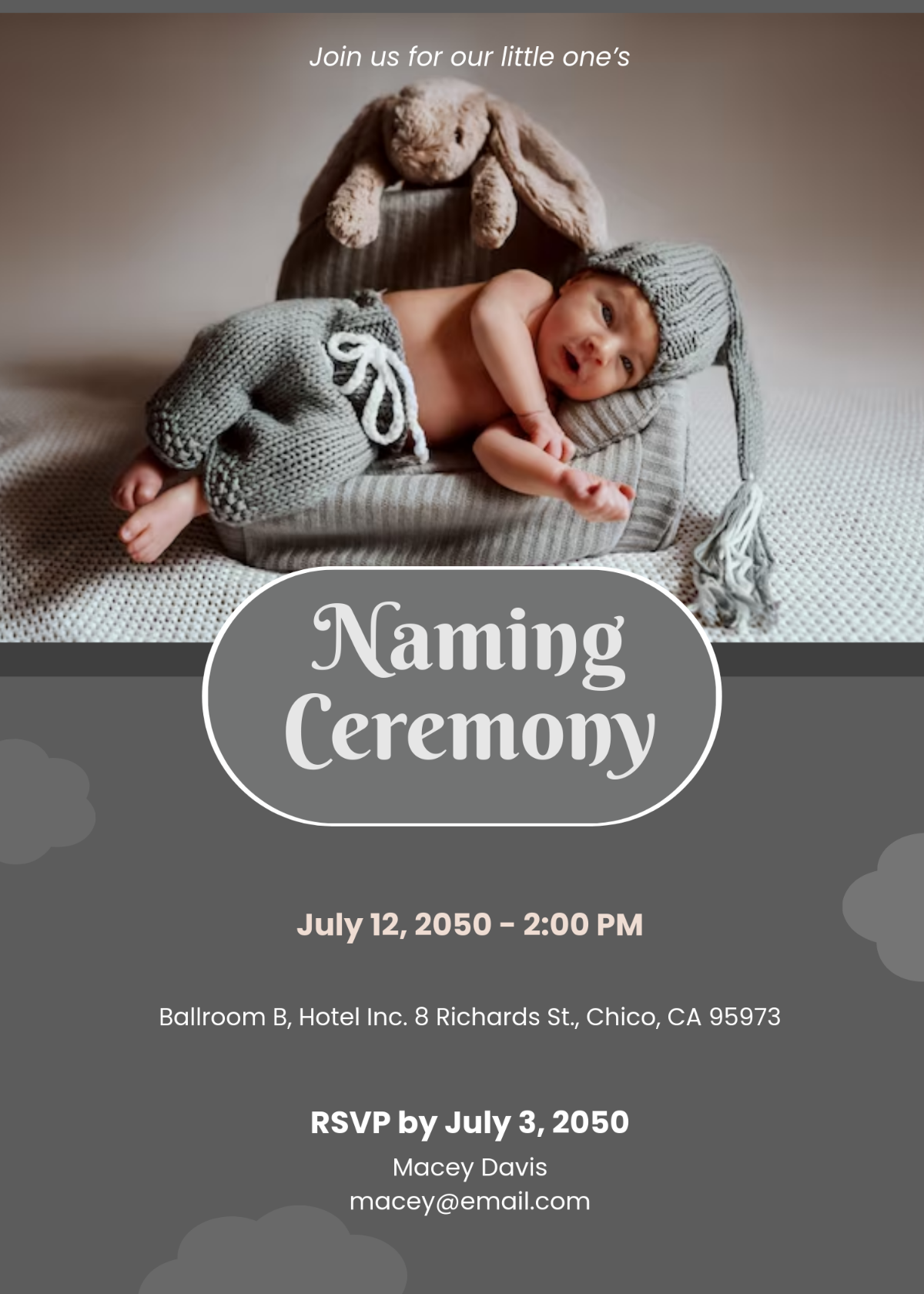 Digital Naming Ceremony Invitation Template - Edit Online & Download