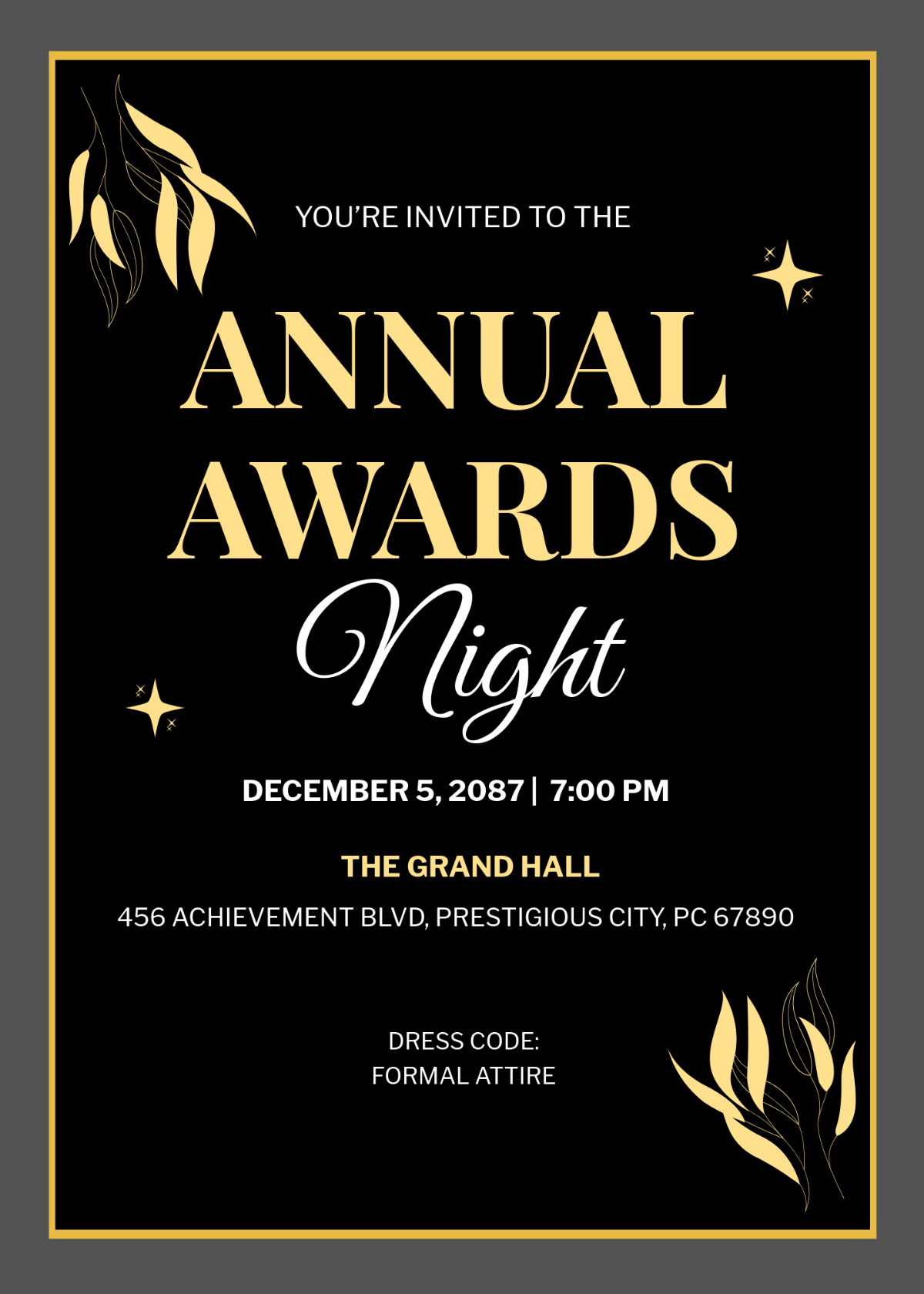 Award Night Ceremony Invitation Template - Edit Online & Download