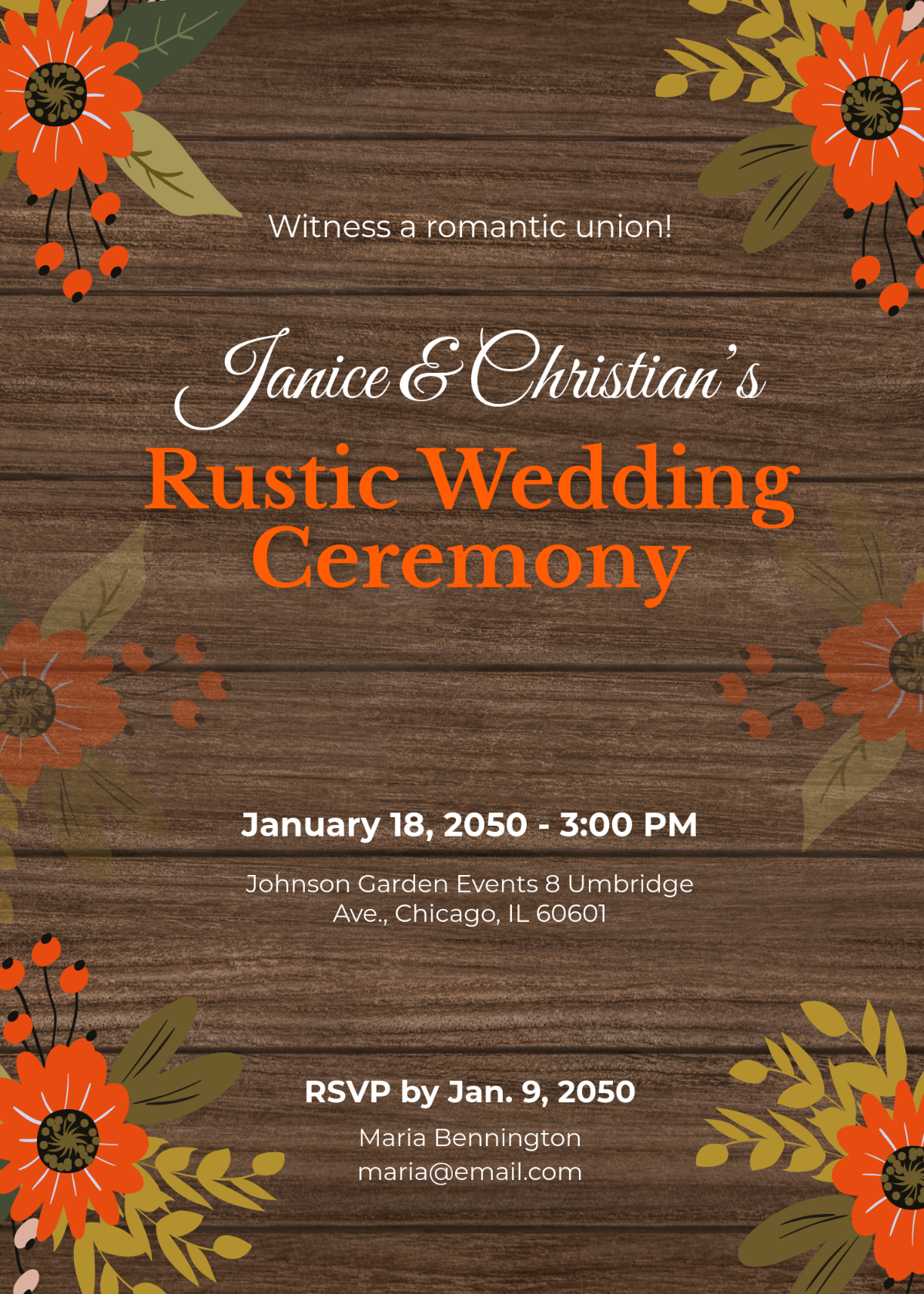 Rustic Wedding Ceremony Invitation Template - Edit Online & Download