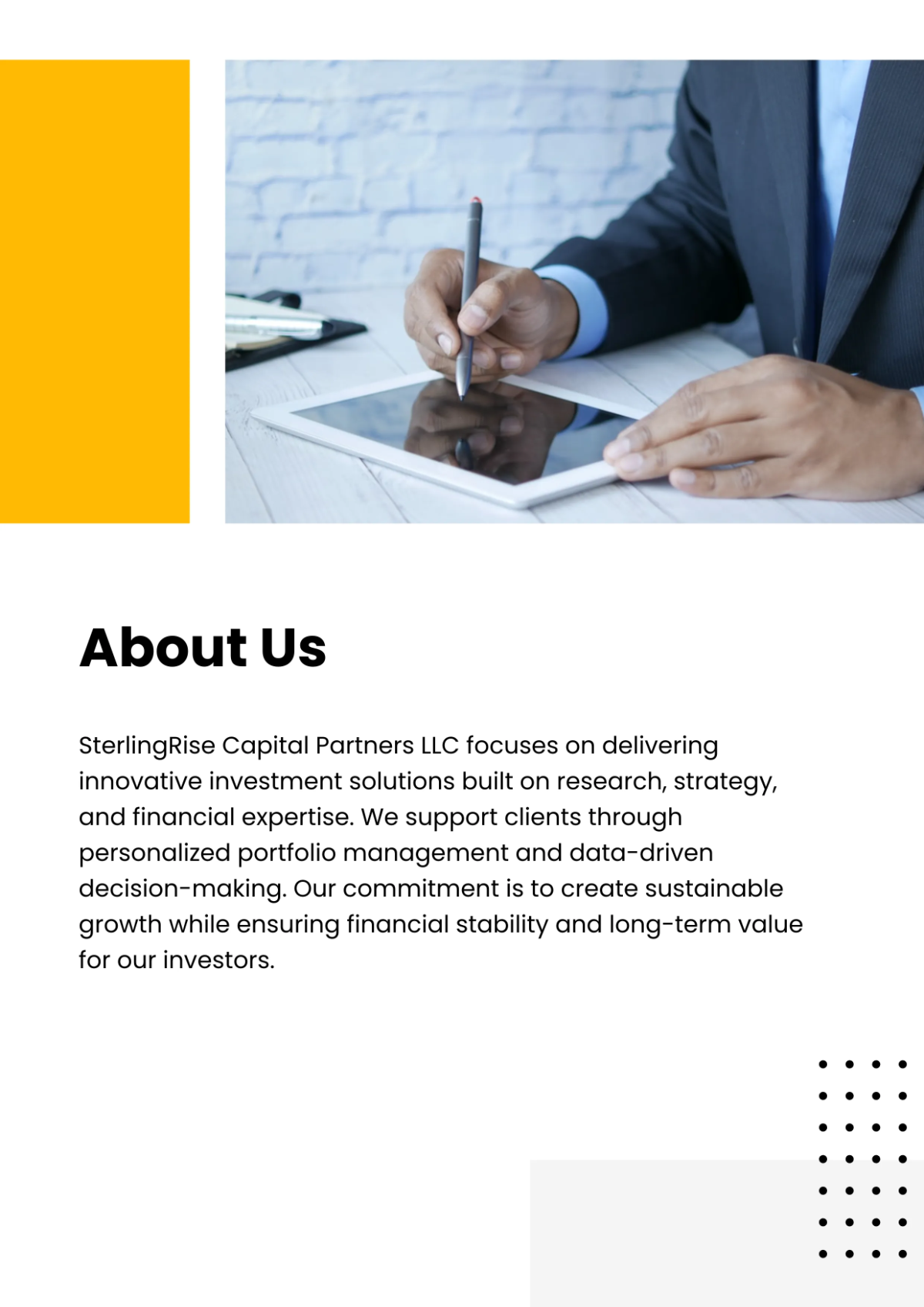 Free Investment Company Profile Template to Edit Online