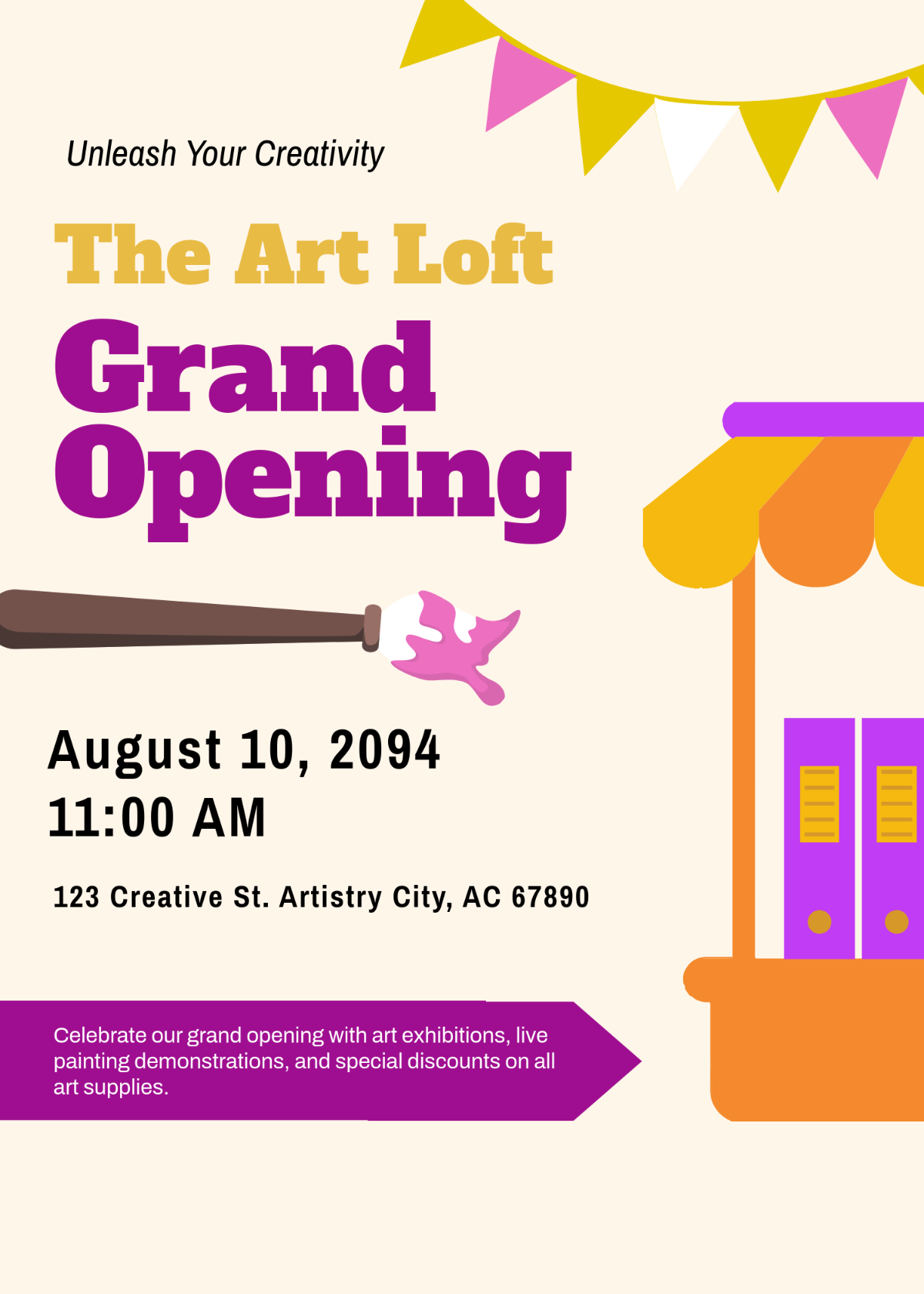 Free Colorful Store Grand Opening Invitation Template