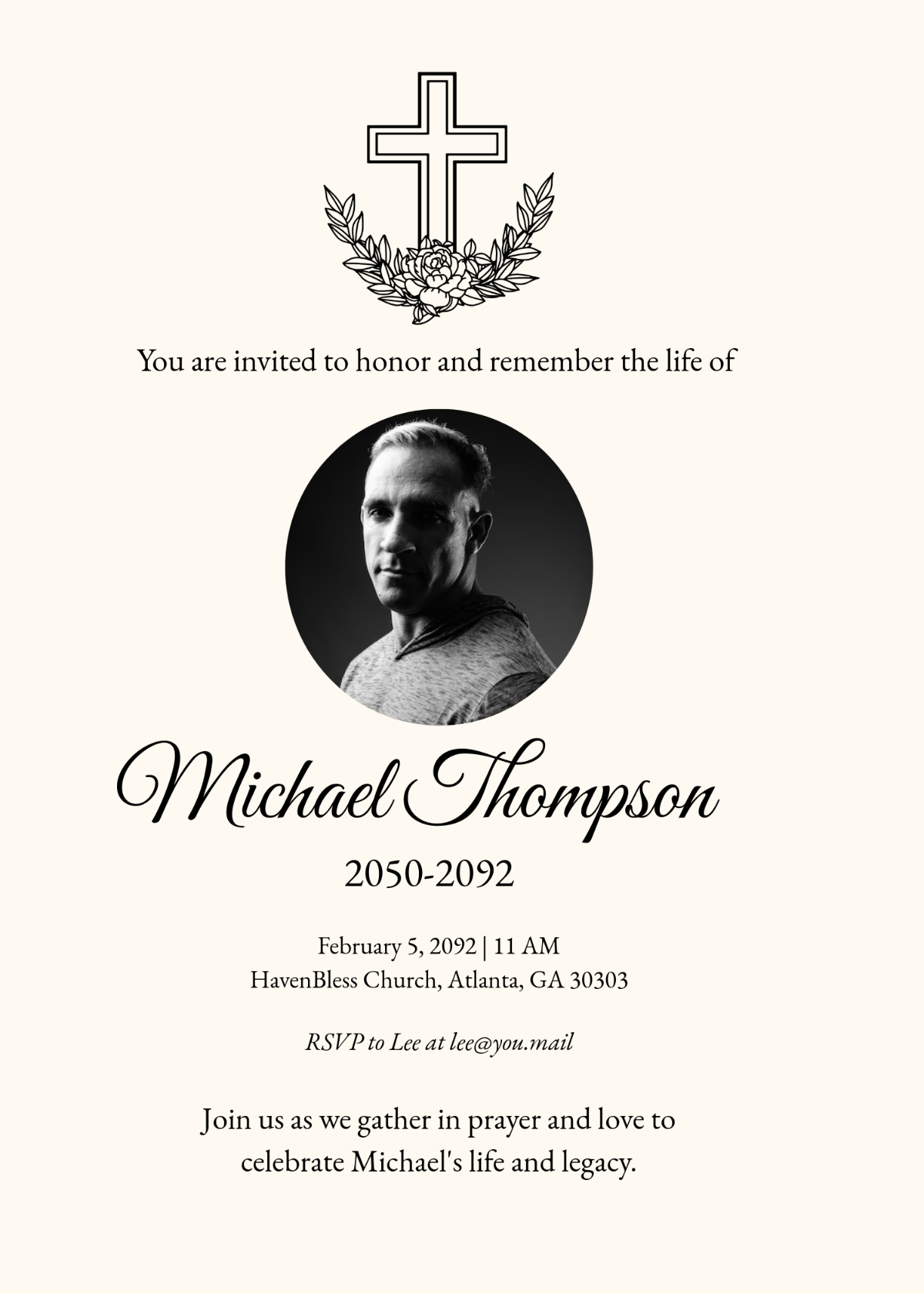 Free Blank Funeral Church Invitation Template