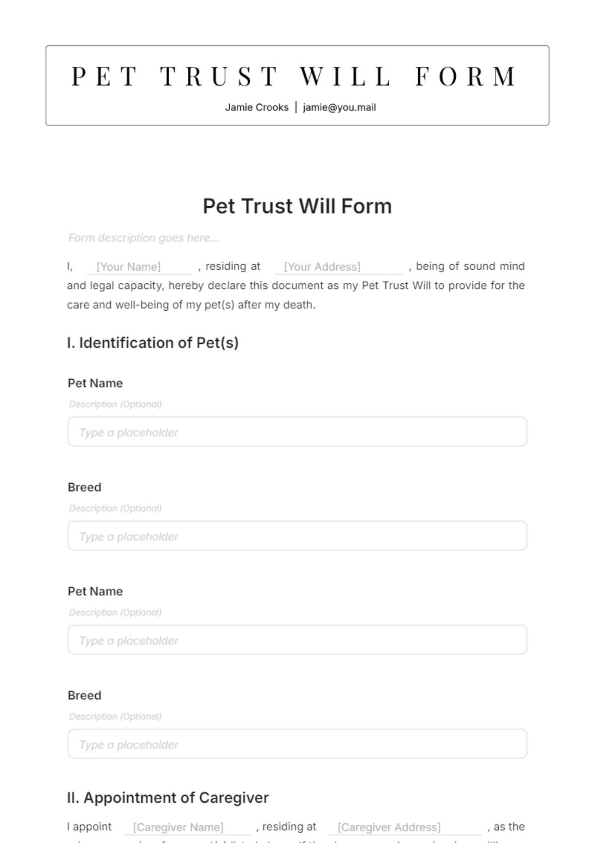 Will Form Templates - Edit Online & Download | Template.net