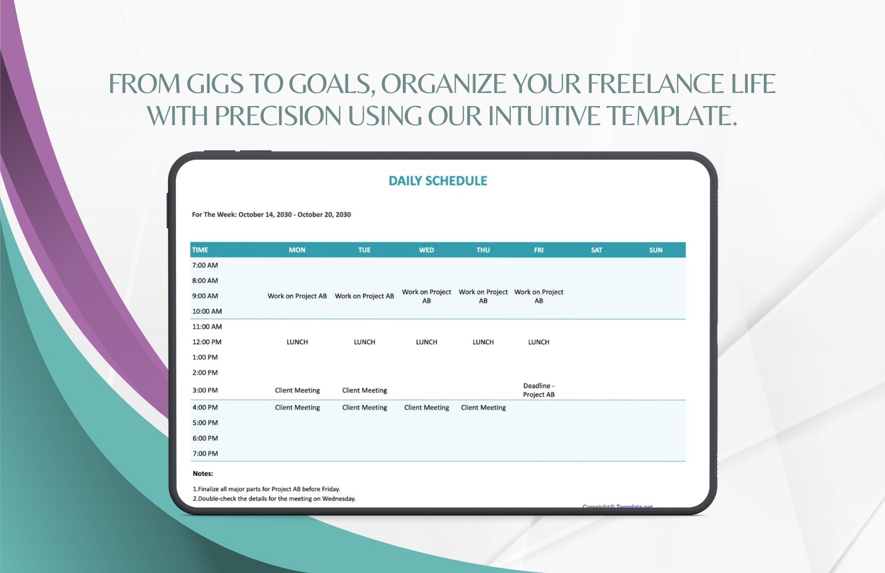 Daily Freelance Schedule Template