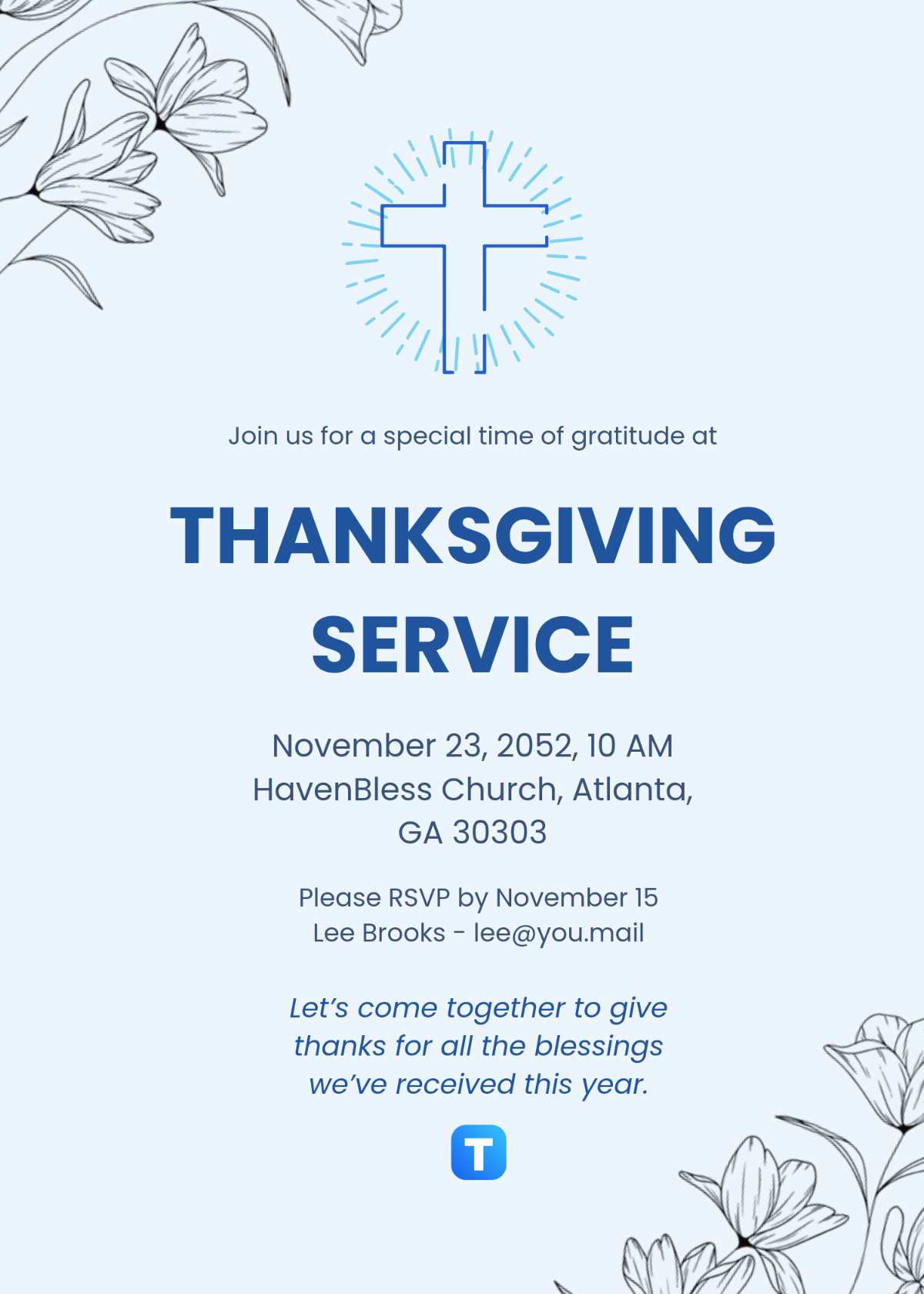 Free Thanksgiving Church Invitation Template