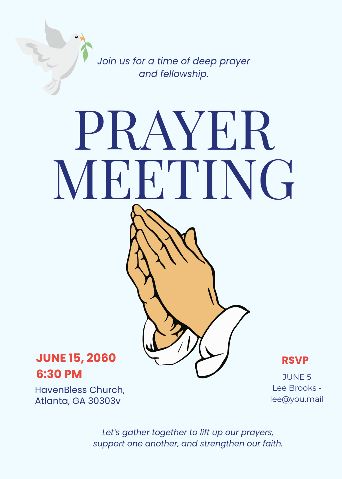 Free Prayer Meeting Church Invitation Template