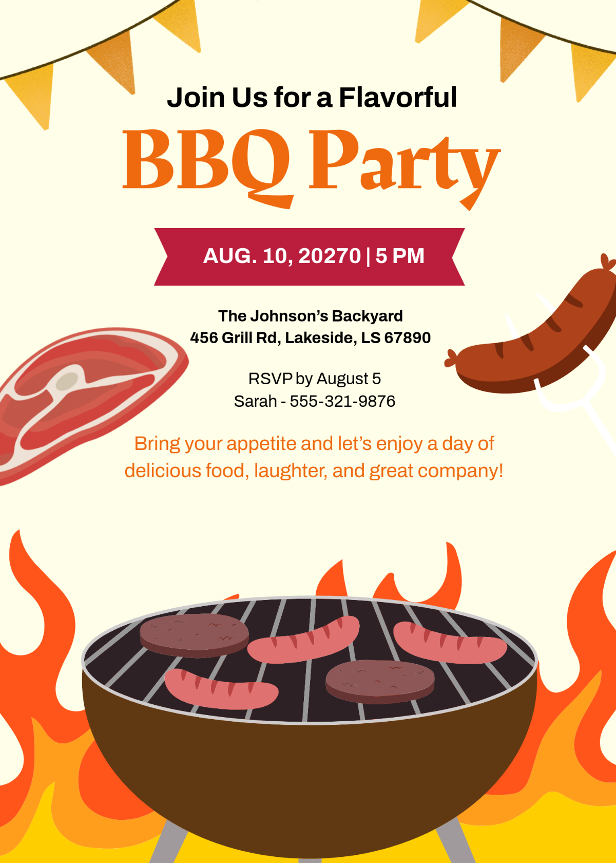 Free BBQ Invitation with RSVP Template