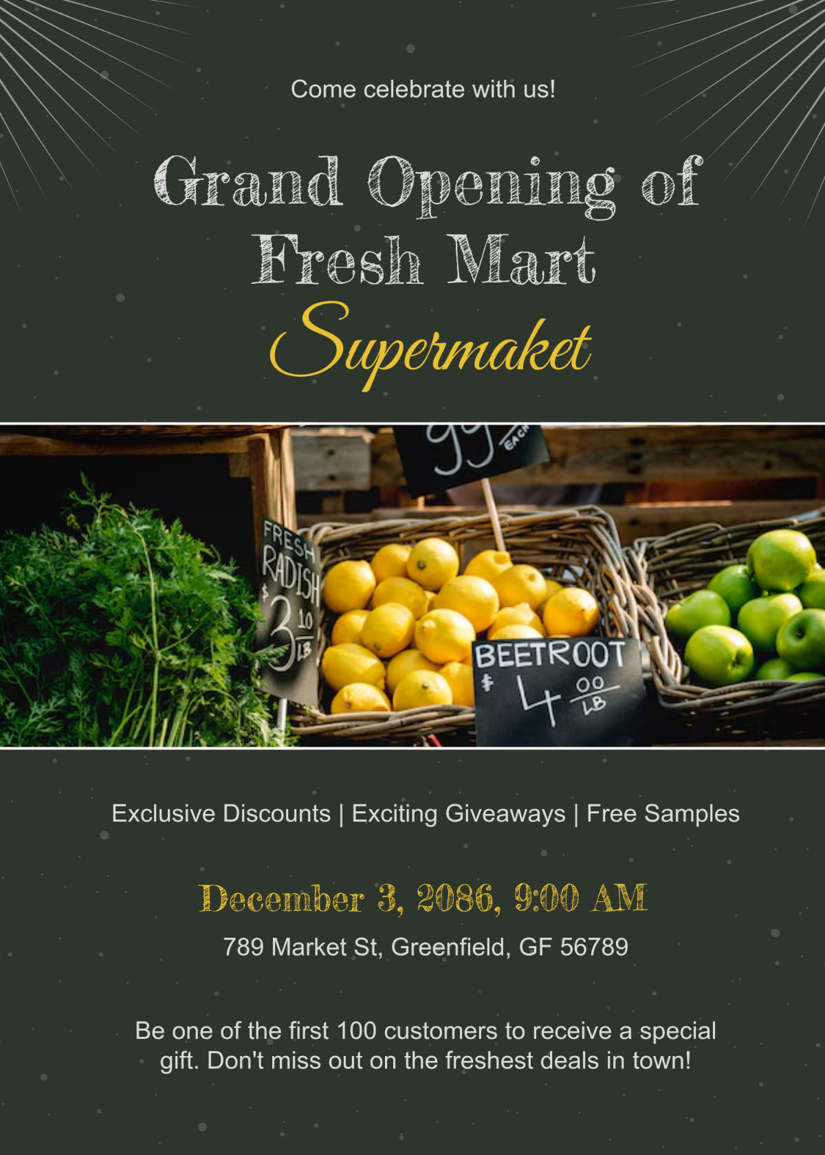 Free Supermarket Grand Opening Invitation Template