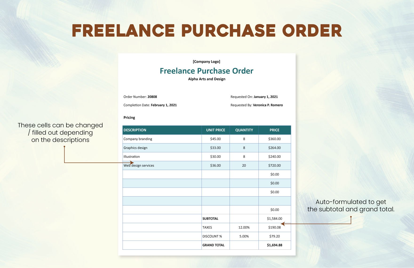 Freelance Purchase Order Template
