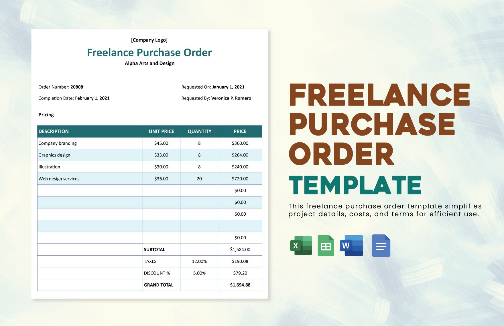 Freelance Purchase Order Template