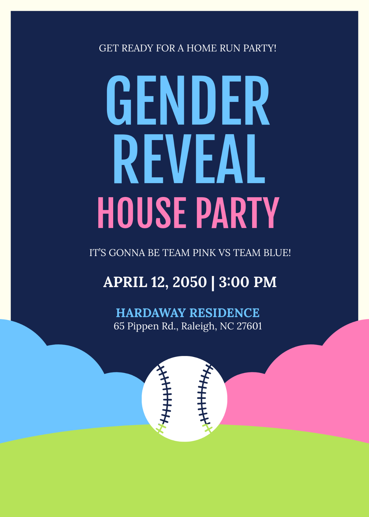 Free Baseball Gender Reveal Invitation Template