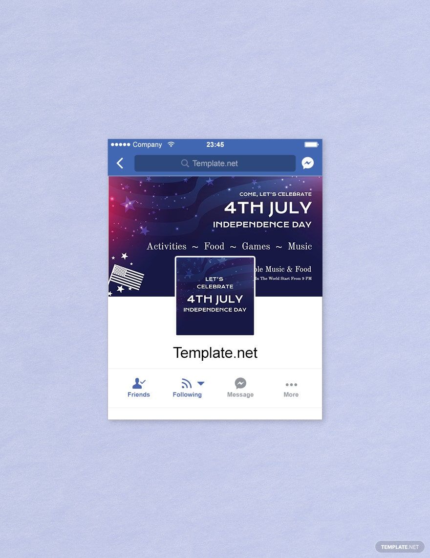 Free 4th of July Facebook App Cover Template in PSD