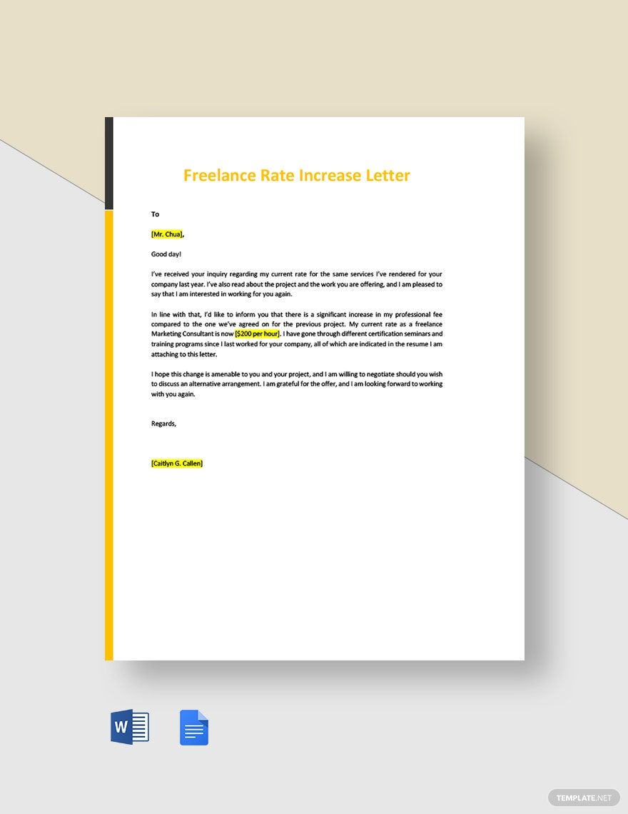 Freelance Rate Increase Letter in Word, Google Docs, Pages, PDF - Download | Template.net